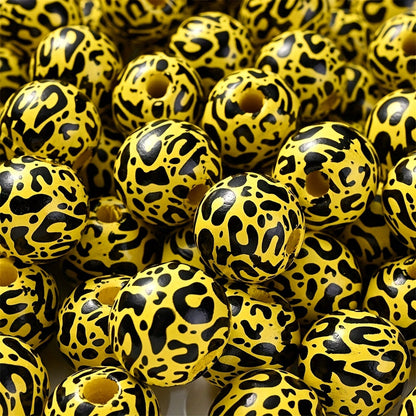 Leopard Print Wooden Beads