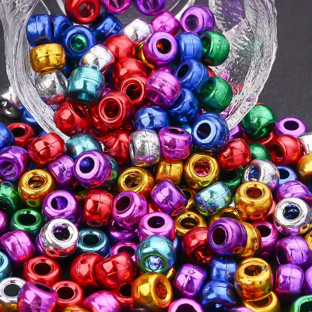 100pcs 5x9mm Shiny Laser Color Acrylic Pony Beads