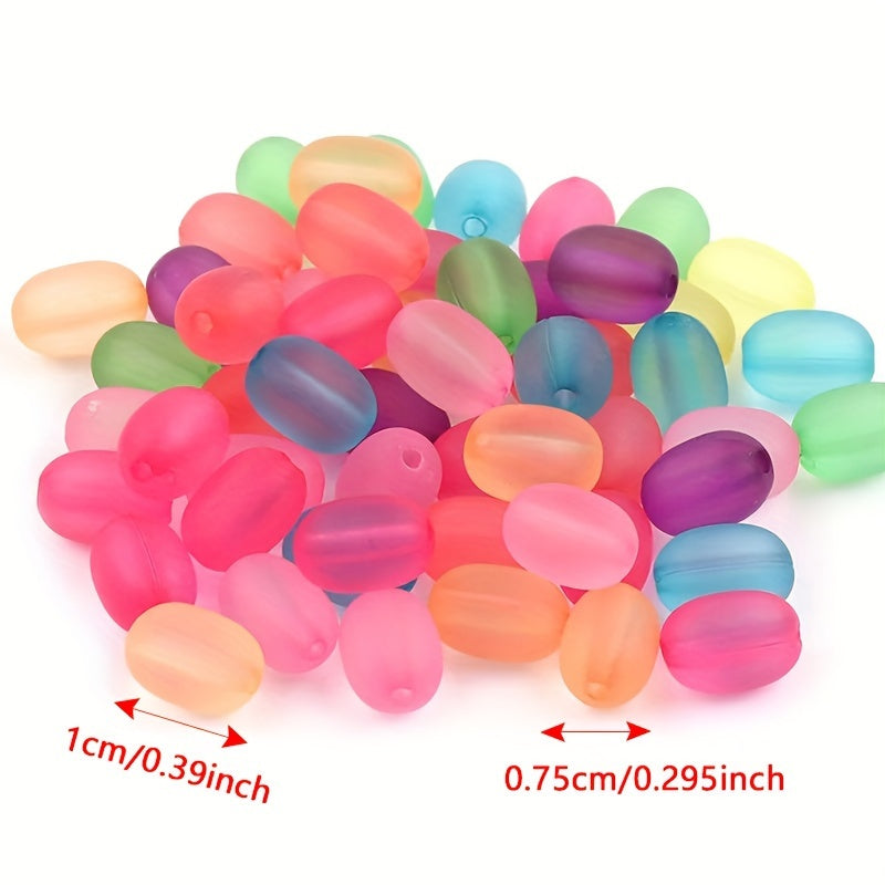 100PCS Frosted Acrylic Oval & Round Bead Set