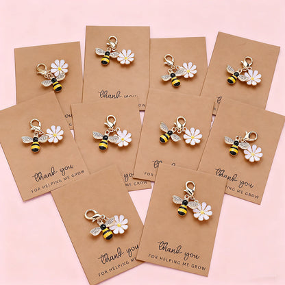 Rhinestone Bee Sunflower Keychains
