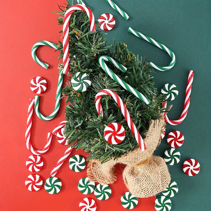 10PCS Christmas Acrylic Candy Cane Hanging Ornament Set