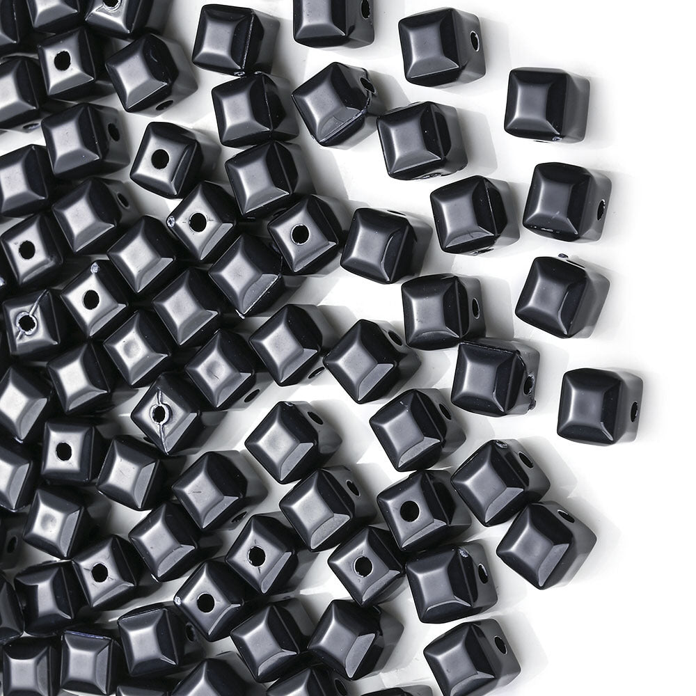 100-Piece 7 mm Multicolor Luminous Square Acrylic Beads
