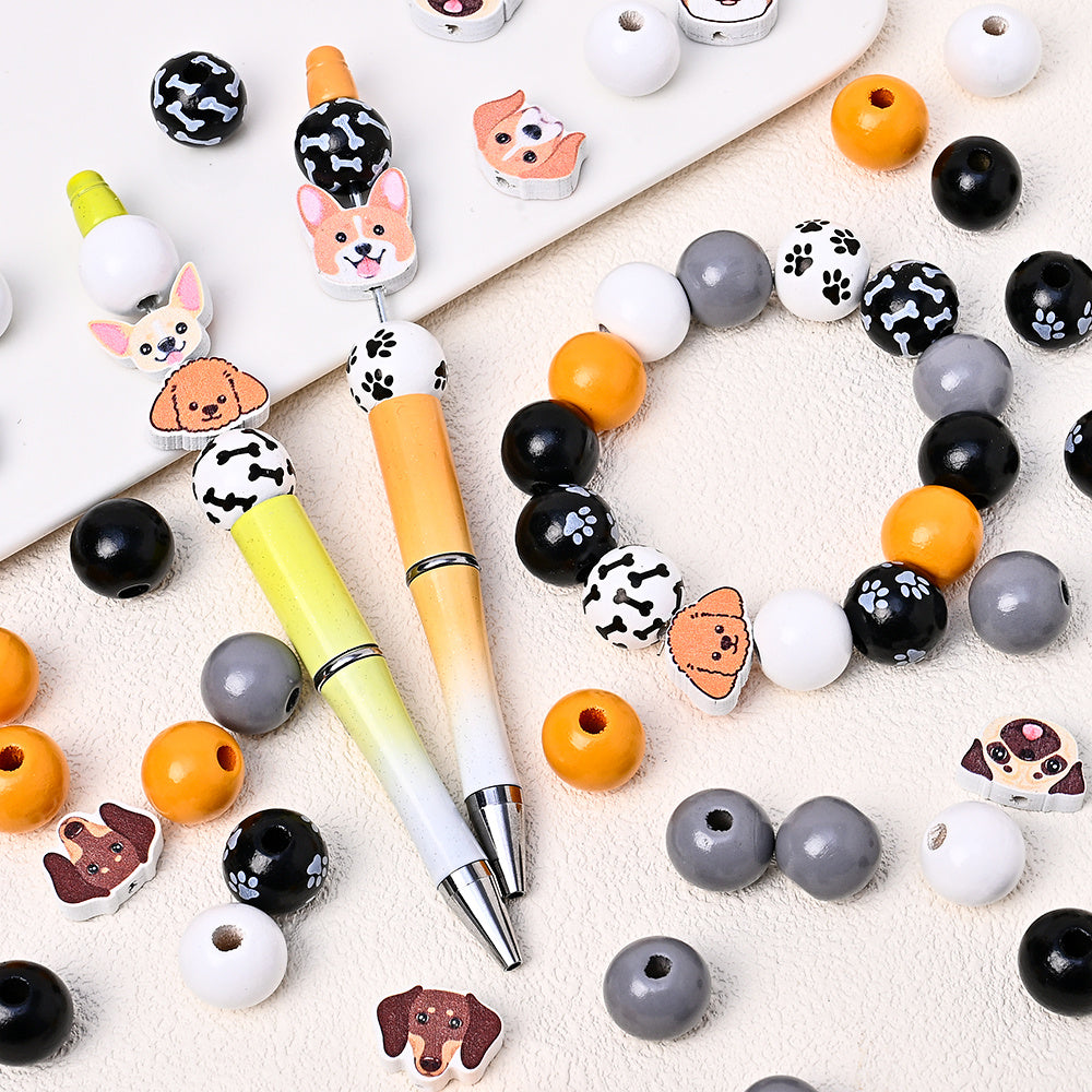 Pet-Themed Wooden Bead Set