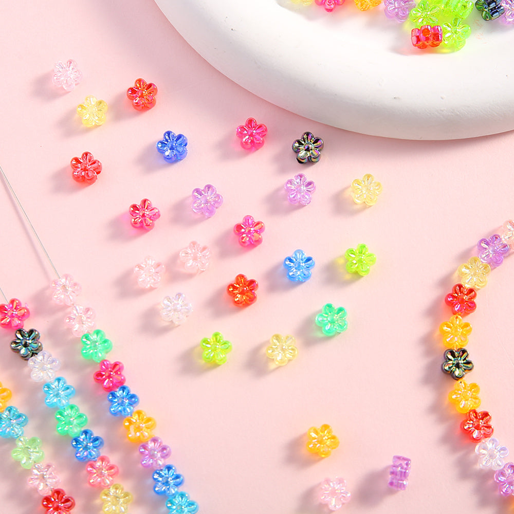 100pcs 4x7mm AB Color Flower Acrylic Beads