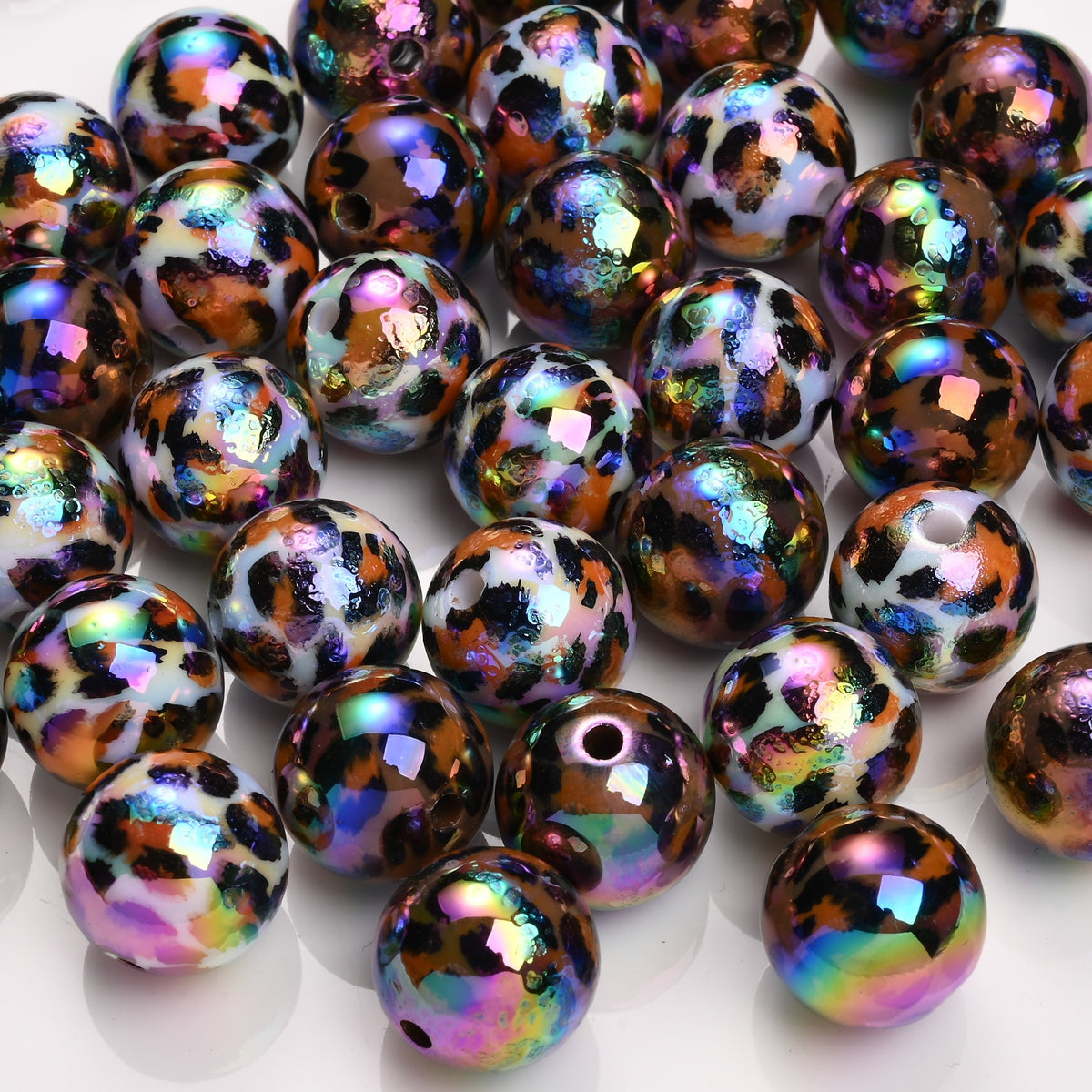 Shiny Leopard Print Acrylic Beads