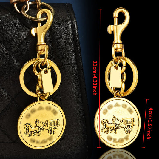 1PC 11cm Classic Carriage Round Zinc Alloy Keychain