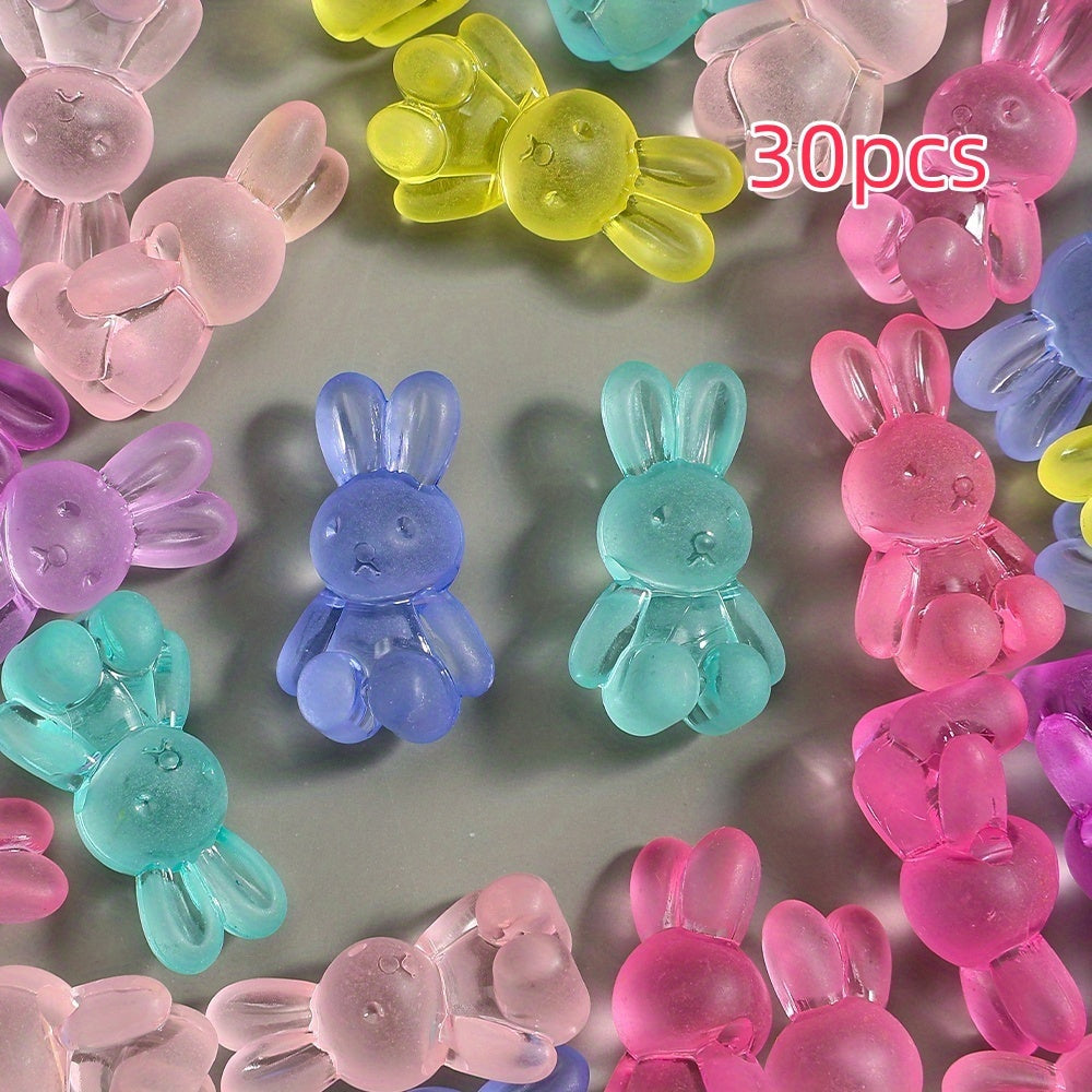 30pcs Mixed Color Rainbow Rabbit Acrylic Beads