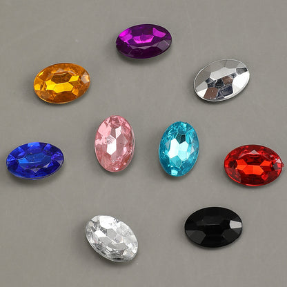 100pcs Oval Rhinestone Flat Back Acrylic Beads