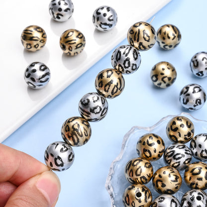 10pcs/lot 16mm Random Leopard Print Acrylic Beads