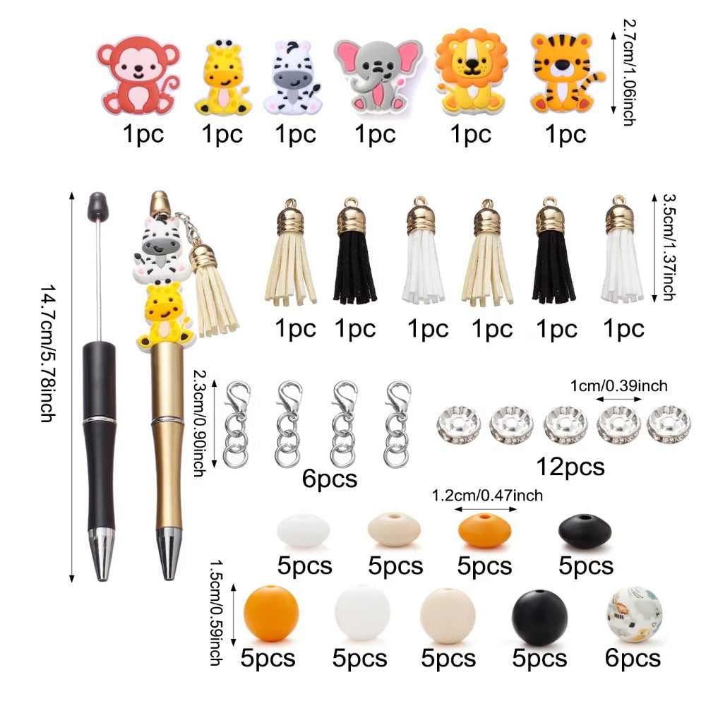 Mix Style Silicone Beads Set with Beading Pens