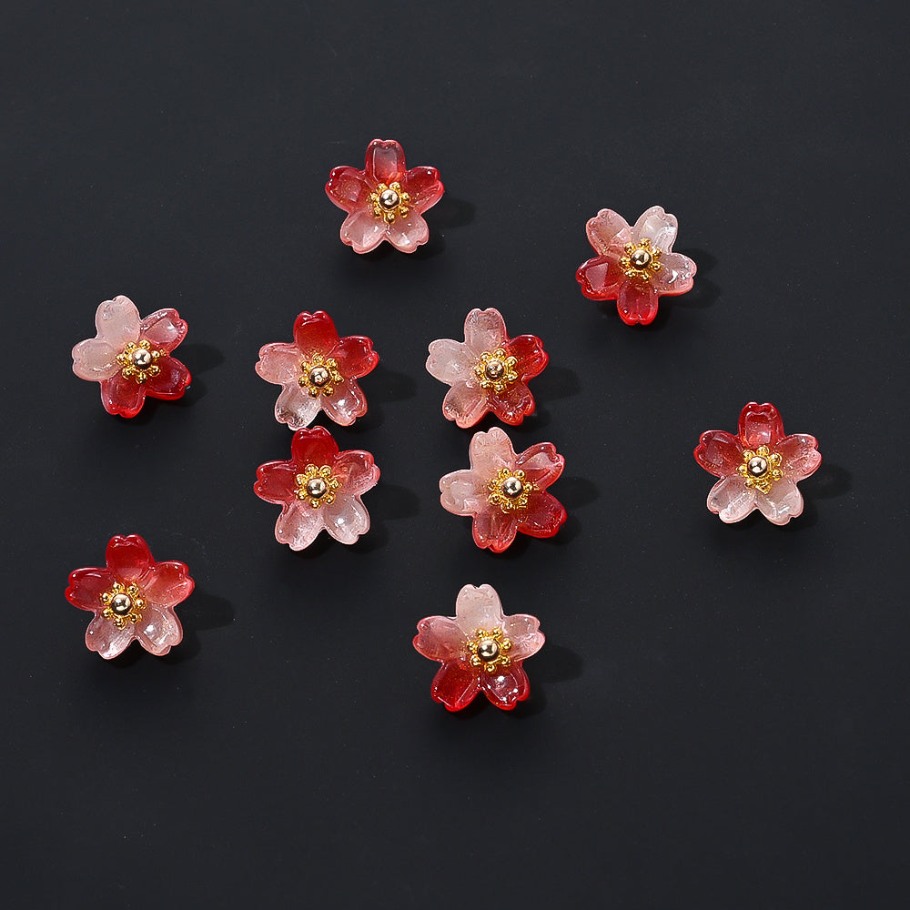 20pcs 10mm Colorful Gradient Glass Flower Beads