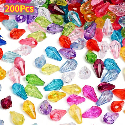 200pcs 13x8mm Faceted Waterdrop Acrylic Beads