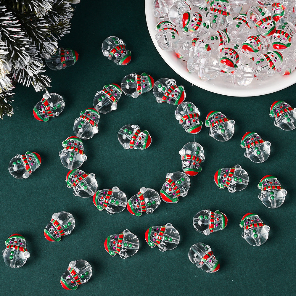 Clear Acrylic Christmas Snowman Beads