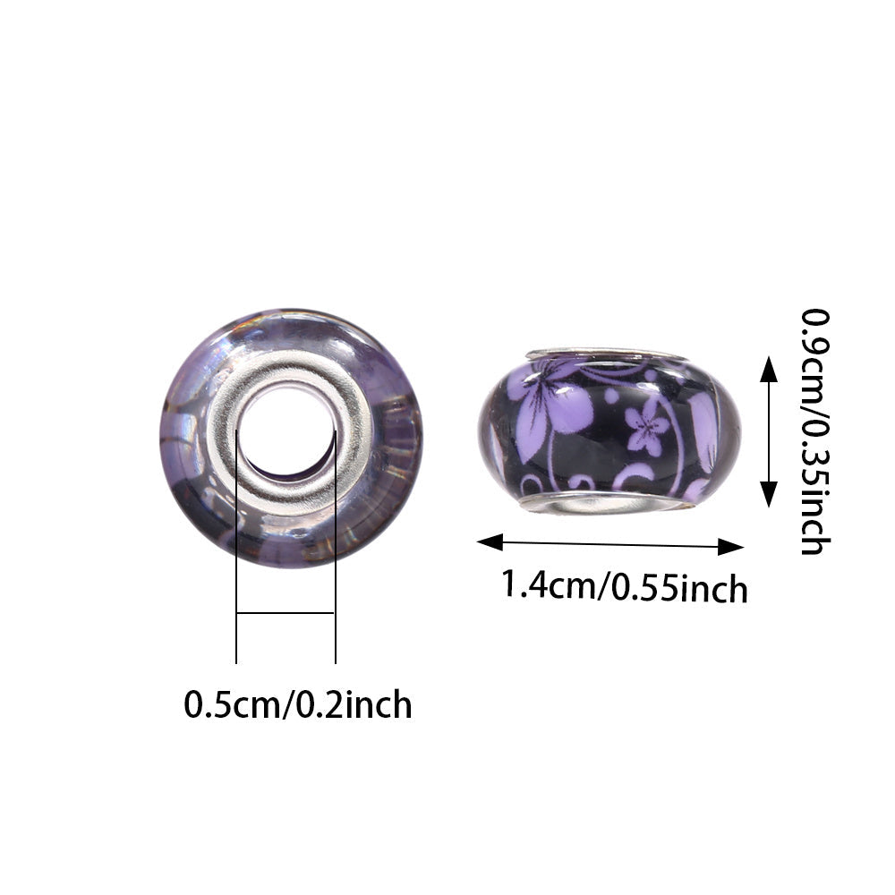 Flower Pattern Resin Large Hole Beads