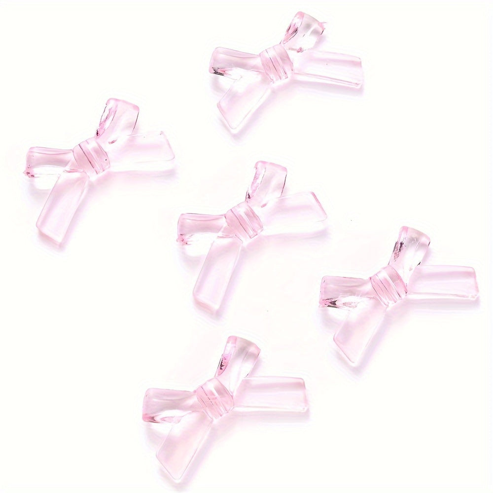 20/50PCS 2×3.4cm Transparent Bow Acrylic Embellishment Beads