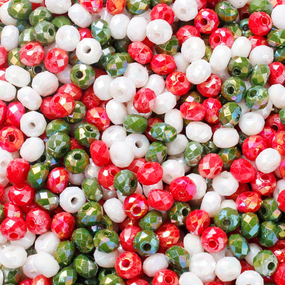 2000pcs 6mm Christmas Acrylic Faceted Wheel Beads