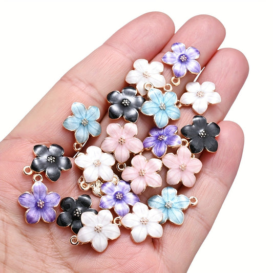 15x17 mm Colorful Five-Petal Flower Alloy Pendants