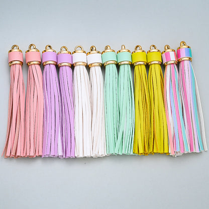 11 cm Rainbow PU Leather Tassel Charm Set
