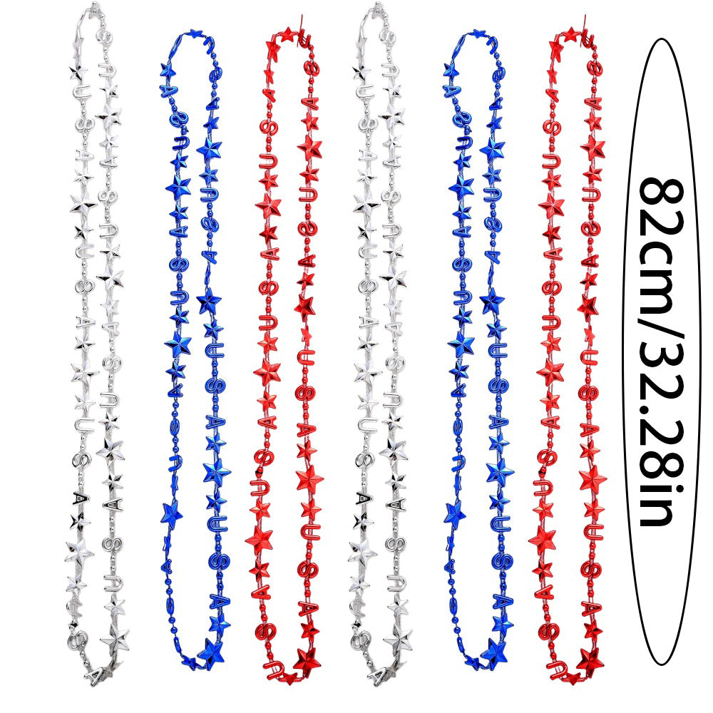 Patriotic USA Star Acrylic Bead Necklaces