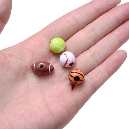 250pcs Sports Wooden Beads