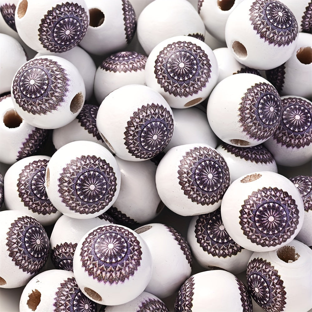 10PCS 16mm White Bohemian Wooden Spacer Bead Set