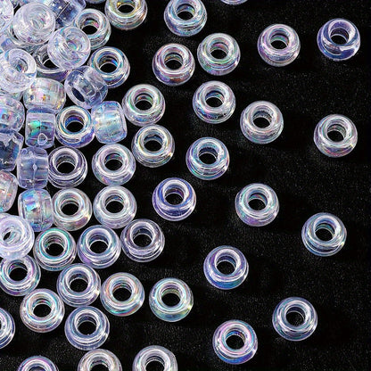 White Clear Pony Beads
