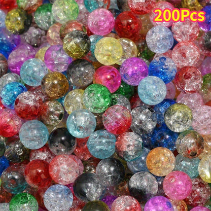 500pcs 8mm Round Crack Acrylic Beads