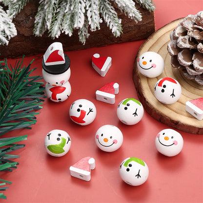 Vibrant Snowman Wooden Beads