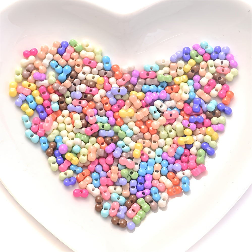 200PCS 3×6mm Mini Colorful Peanut Spacer Beads