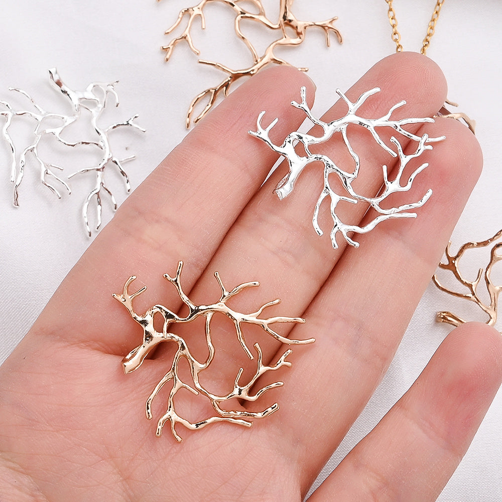 10PCS Gold & Silver Tree Branch Bead Cap Pendant Set