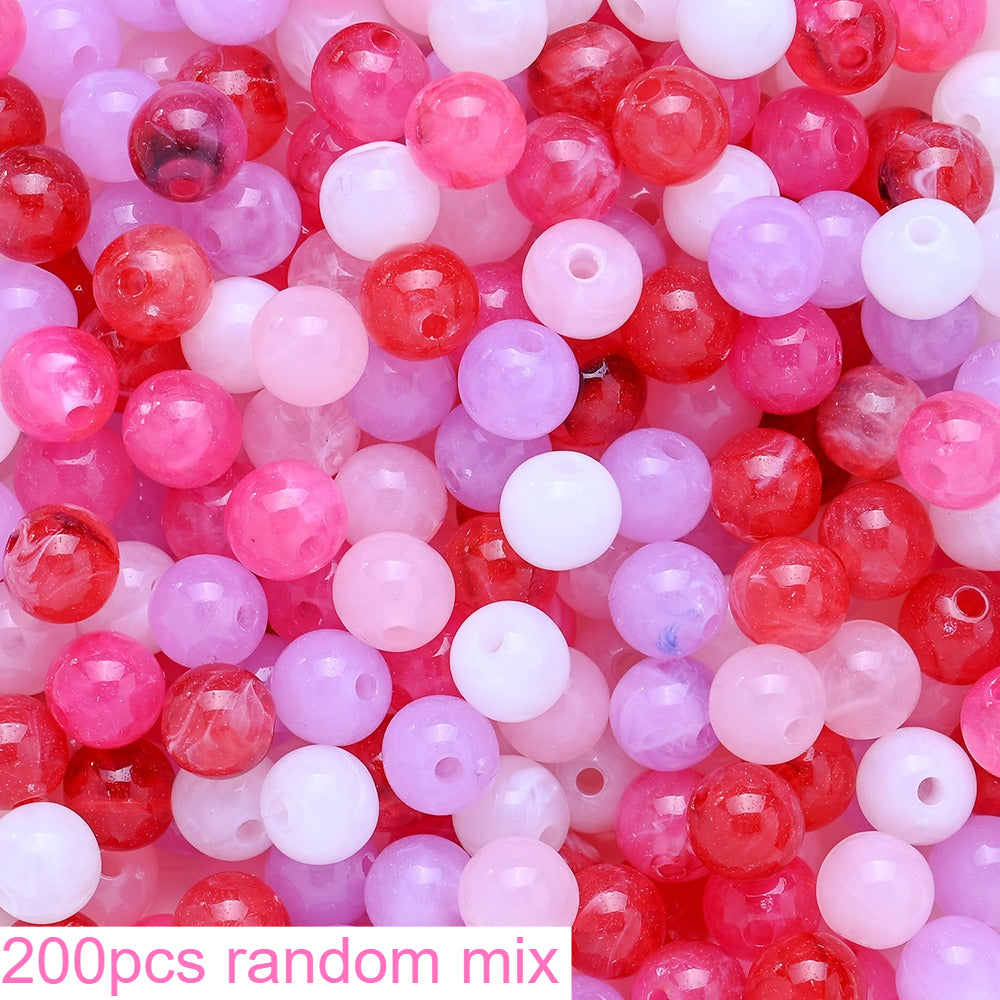 200pcs 8mm Valentine's Day Themed Pastel Pink Gradient Beads