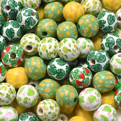 10PCS 16mm Green Round Wooden Bead Set