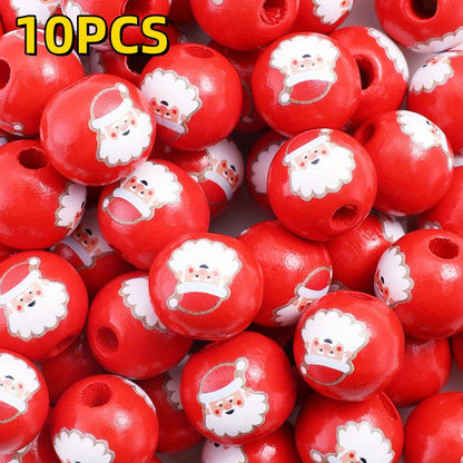 10pcs/set 16mm Christmas Wooden Beads