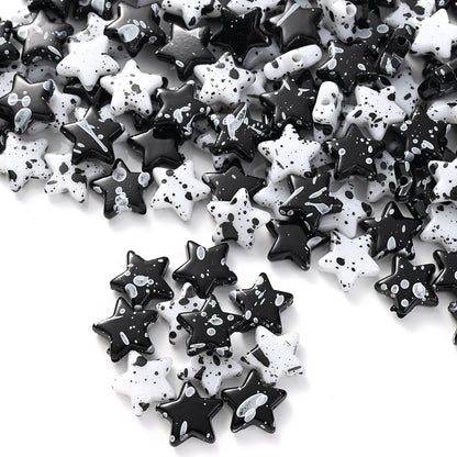 200pcs 13mm Black and White Star Acrylic Beads