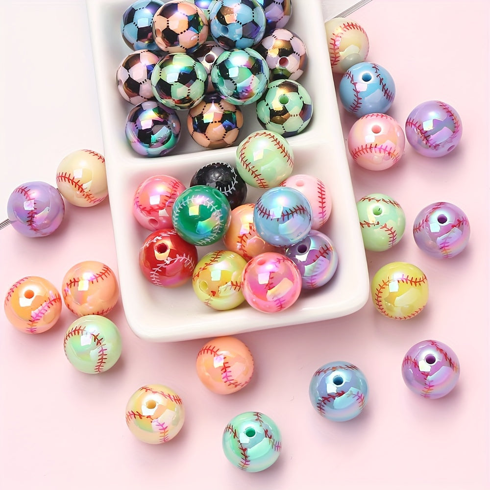AB Football Baseball Acrylic Spacer Beads