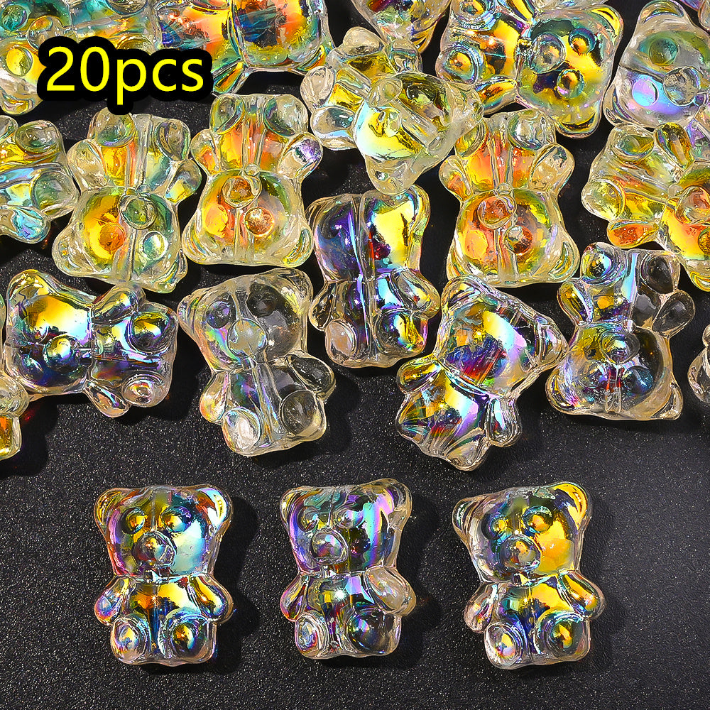 Transparent AB Bear Glass Beads