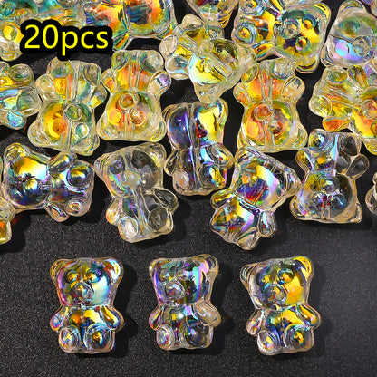 Transparent AB Bear Glass Beads