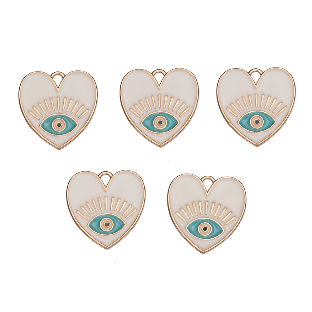 Evil Eye Heart Pendants Charms