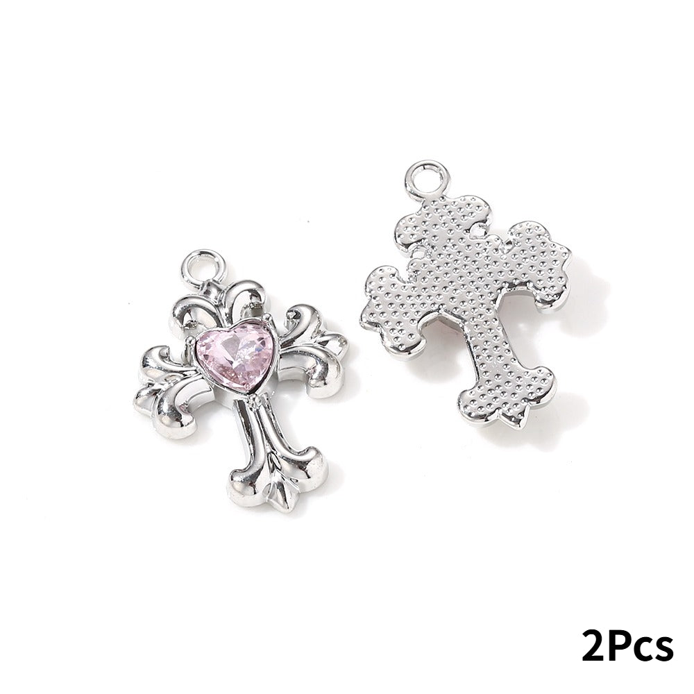 Y2K Rhinestone Cross Alloy Pendants