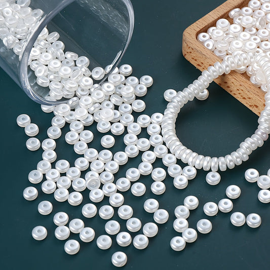 White Abacus Flat Round Acrylic Beads