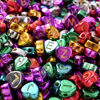 100PCS 4×7mm Heart-Shaped A-Z Letter Acrylic Bead Set