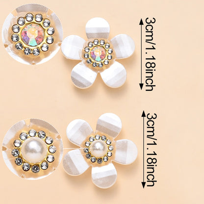 White Flower Acrylic Flatback Beads