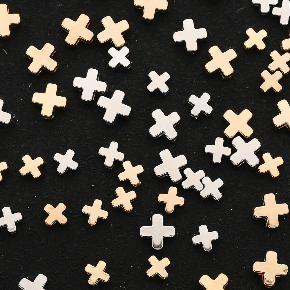 Gold & Silver CCB Cross Spacer Beads