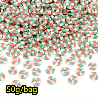 50g/bag 6mm Christmas Polymer Clay Heishi Beads