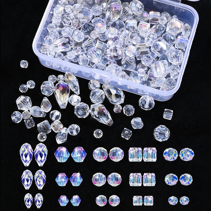 200PCS Geometric Transparent Glass Bead Set