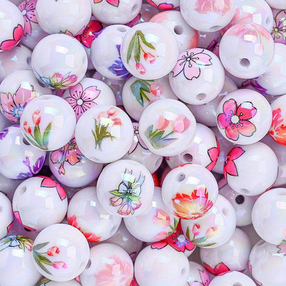 10pcs 16mm Pink Tulip Flower Acrylic Beads