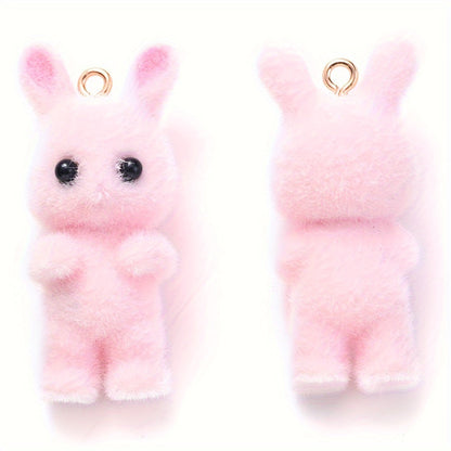 2PCS Plush Rabbit Cartoon Resin Pendant Set
