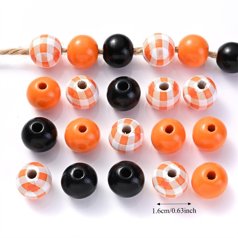 Halloween Buffalo Plaid Wooden Beads