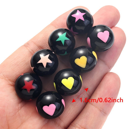 Black Heart Star Acrylic Spacer Beads