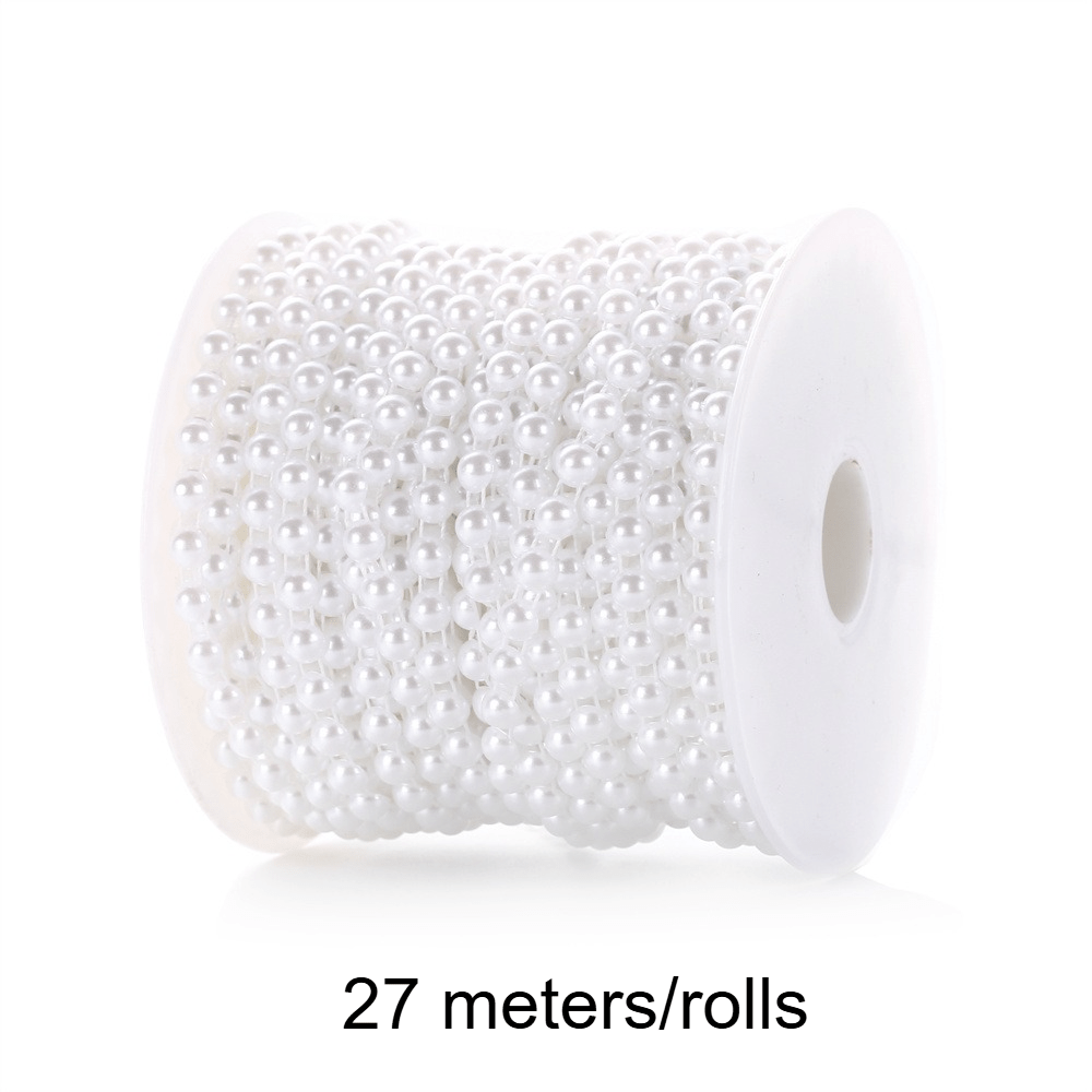 27m/roll 6mm Half Round Imitation Pearl Bead String